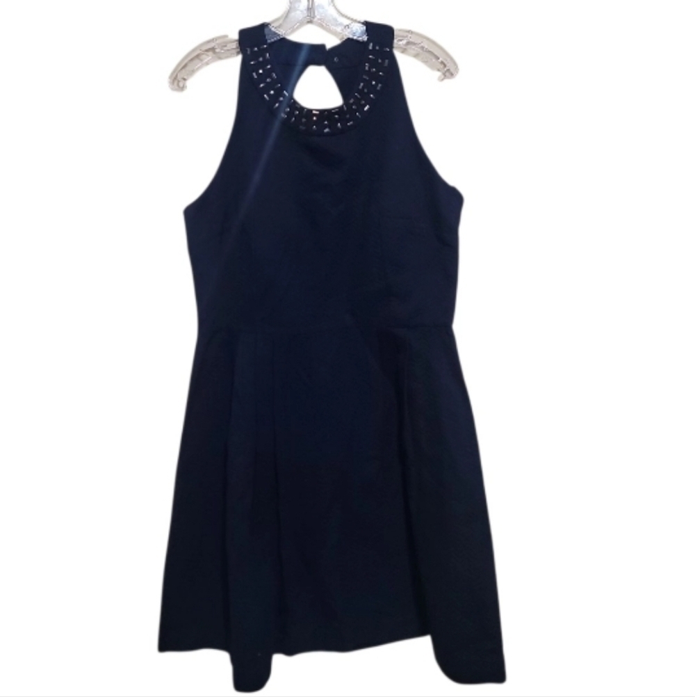 New York and Company women’s Textured Navy Blue Sleeveless Dress Size 14